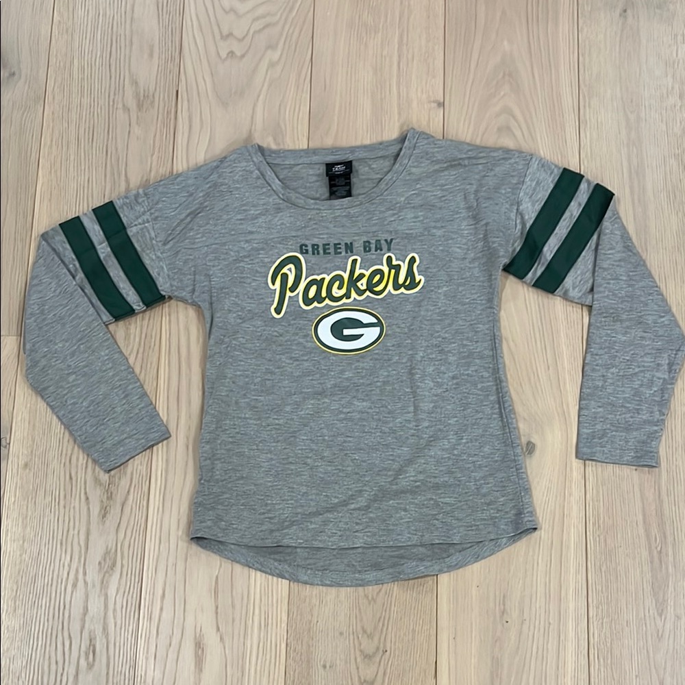 NFL Green Bay Packers Kids Gray Long Sleeve Shirt Size 14